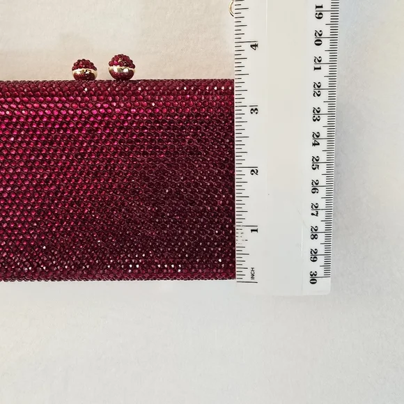 Red Gem Evening Bag 2 Different Length Chains & Extra Gems NWOT Fits Cell Phone - Picture 5 of 16